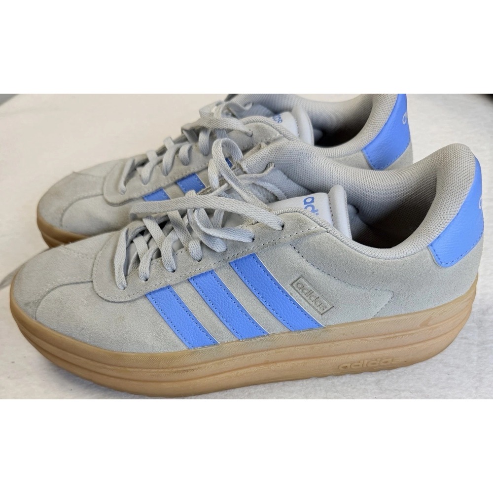 Adidas VL Court Bold IH2310 Halo Blue Gray Suede Platform Sneakers Women's 8.5